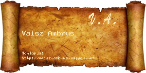 Vaisz Ambrus névjegykártya